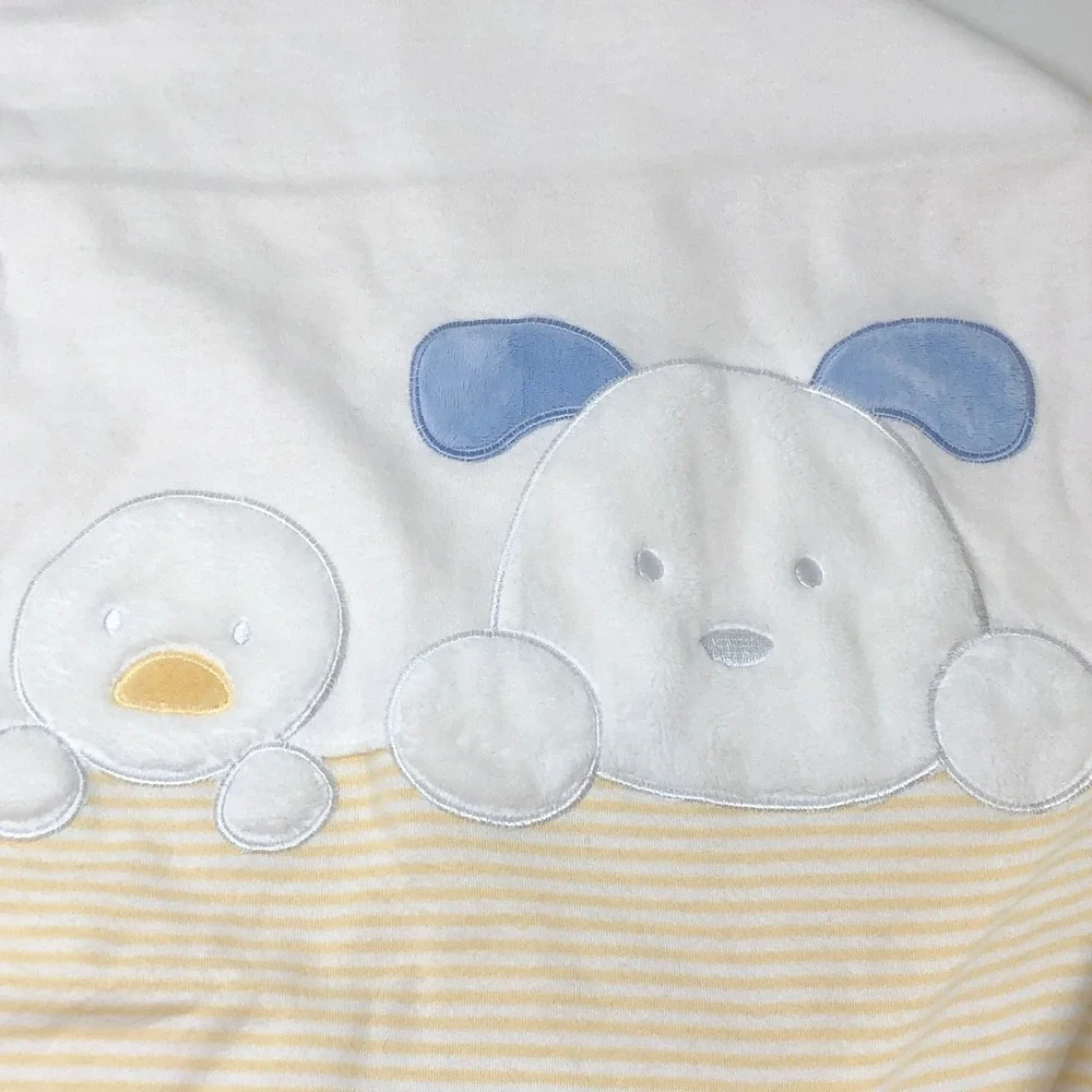 Carter's Baby Blanket Bear Lamb Duck Puppy‎ Yellow Striped Reversible NWT - read
